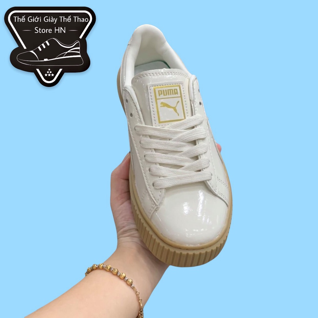 Giày thể thao Sneakers, Giày 𝐏𝐮𝐦𝐚 nữ,𝐏𝐮𝐦𝐚 đế nâu da bóng.