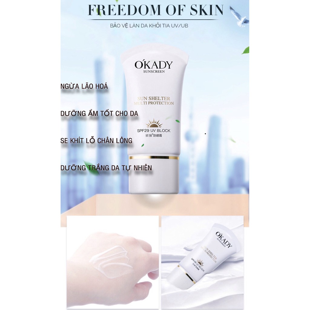 Kem chống nắng chống thấm nước dưỡng da dưỡng trắng mịn O'KADY Sunscreen | BigBuy360 - bigbuy360.vn