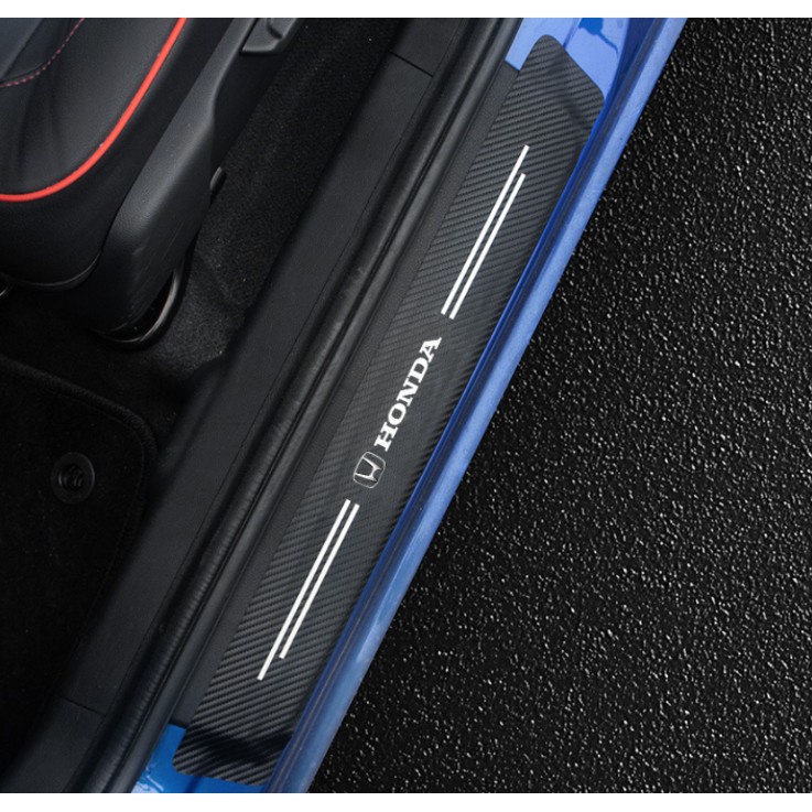 HONDA - BỘ MIẾNG Dán Chống Trầy Xước Có Logo Hãng HONDA Bảo Vệ Bậc Cửa Và Dán Cốp Xe Hơi, Xe Ô Tô Bằng Sợi Carbon