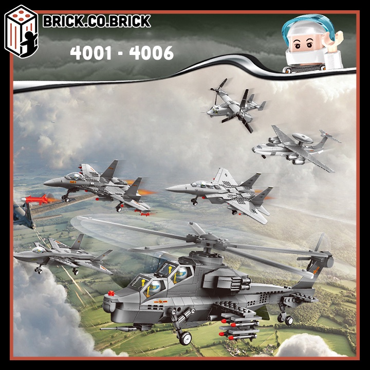 Mô hình Lắp ráp Máy bay quân đội Không chiến Hiện đại và Máy bay Phản lực Chiến đấu Army 4001- 4006