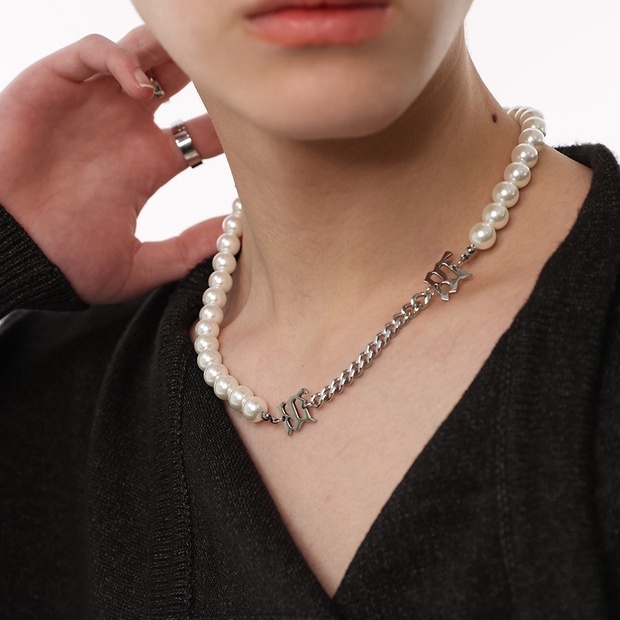 Vòng cổ chuỗi ngọc trai phong cách Âu Mỹ dành cho nam và nữ