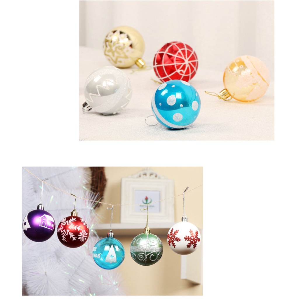 Hộp 24 Quả Cầu Tuyết Bằng Nhựa 6cm Màu Sắc Tươi Sáng Trang Trí Cây Thông Giáng Sinh / Năm Mới