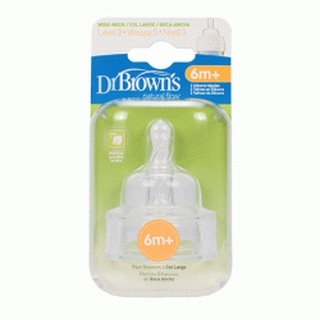Núm ty Dr Brown's Hộp 2 chiếc núm vú cổ thường và cổ rộng Dr Brown