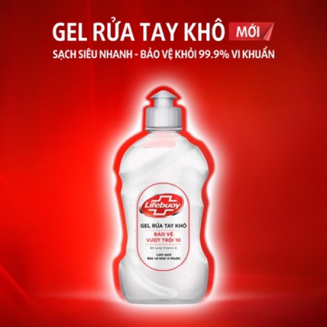 Gel rửa tay khô sạch siêu nhanh Lifebuoy Bảo Vệ Vượt Trội 10 chai 235ml/500ml | BigBuy360 - bigbuy360.vn
