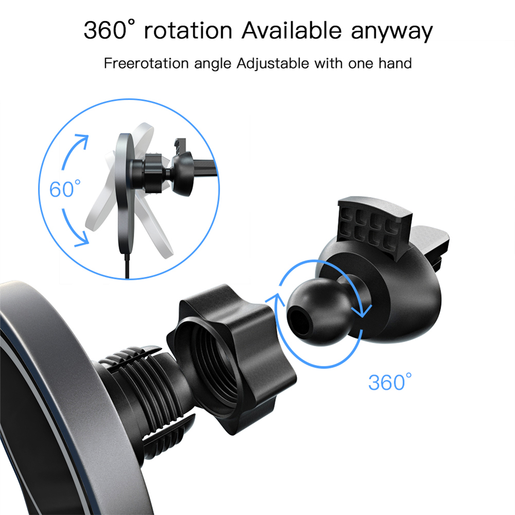 Bộ sạc không dây trên ô tô từ tính 15w Qi Giá đỡ điện thoại sạc nhanh Giá đỡ điện thoại thông gió