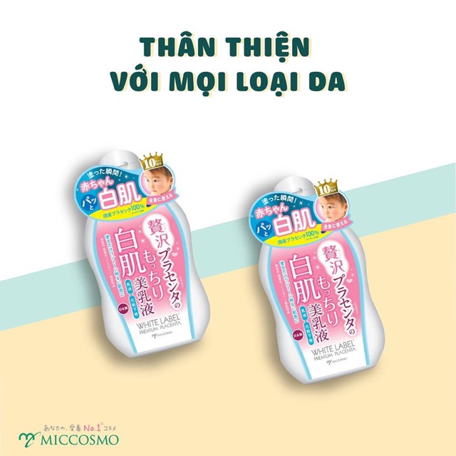 [CHÍNH HÃNG] [QUÀ] Sữa Dưỡng Trắng Da Cấp Tốc Từ Nhau Thai Dành Cho Da Mặt Và Body WHITE LABEL PREMIUM PLACENTA MILK