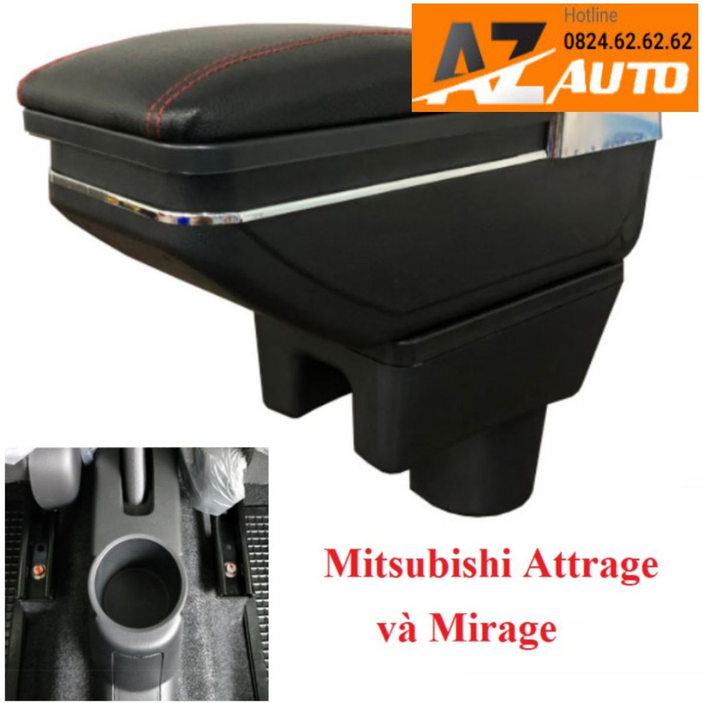 Hộp tỳ tay ô tô Mitsubishi Attrage và Mirage: Mầu Đen - hàng cao cấp