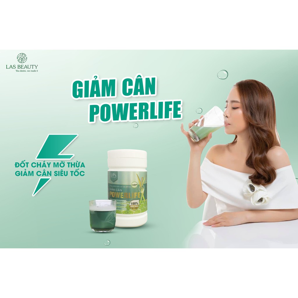 [CHÍNH HÃNG] sữa tảo giảm cân POWERLIFE hộp 260gr LAS BEAUTY