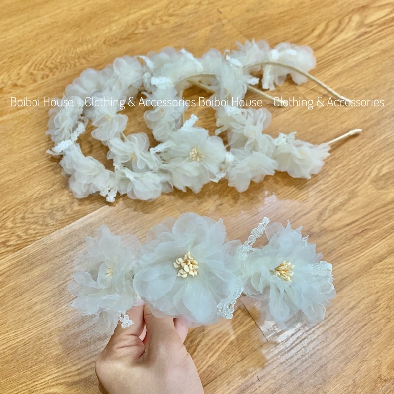 Bờm hoa voan công chúa xinh yêu cho bé