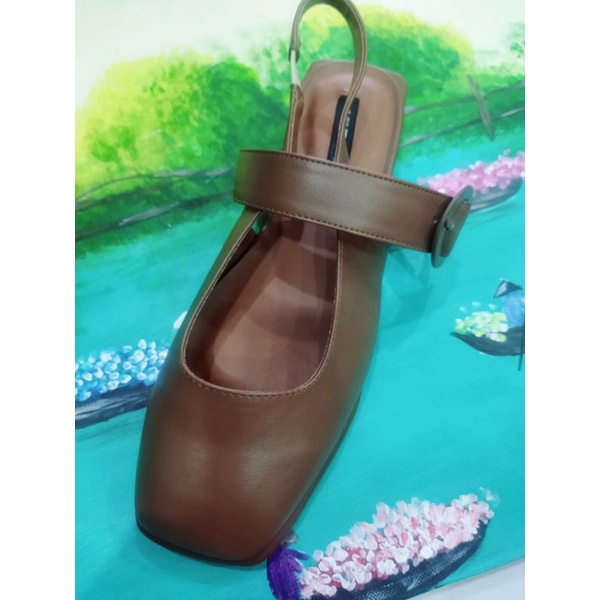 Giày Sục Nữ Lolita Quai Ngang Khoá Tròn, Dây Quai Khoá Sau Bít Mũi Gót Vuông Cao 3 Phân