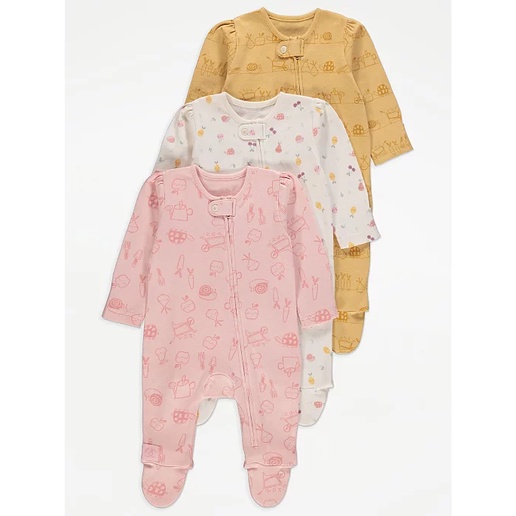 Body dài tay bé gái liền tất kéo khóa set 3 size 12/18M