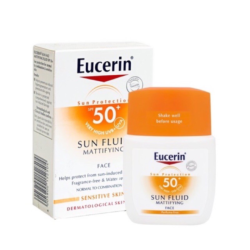 🎁 Eucerin Kem Chống Nắng Sun Fluid Mattifying Sensitive tặng Sửa Rửa Mặt Eucerin 200ml