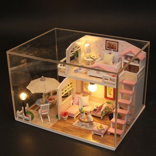 Nhà Búp bê DIY - Pink For Life M033 ( Tặng Kèm Mica + keo )