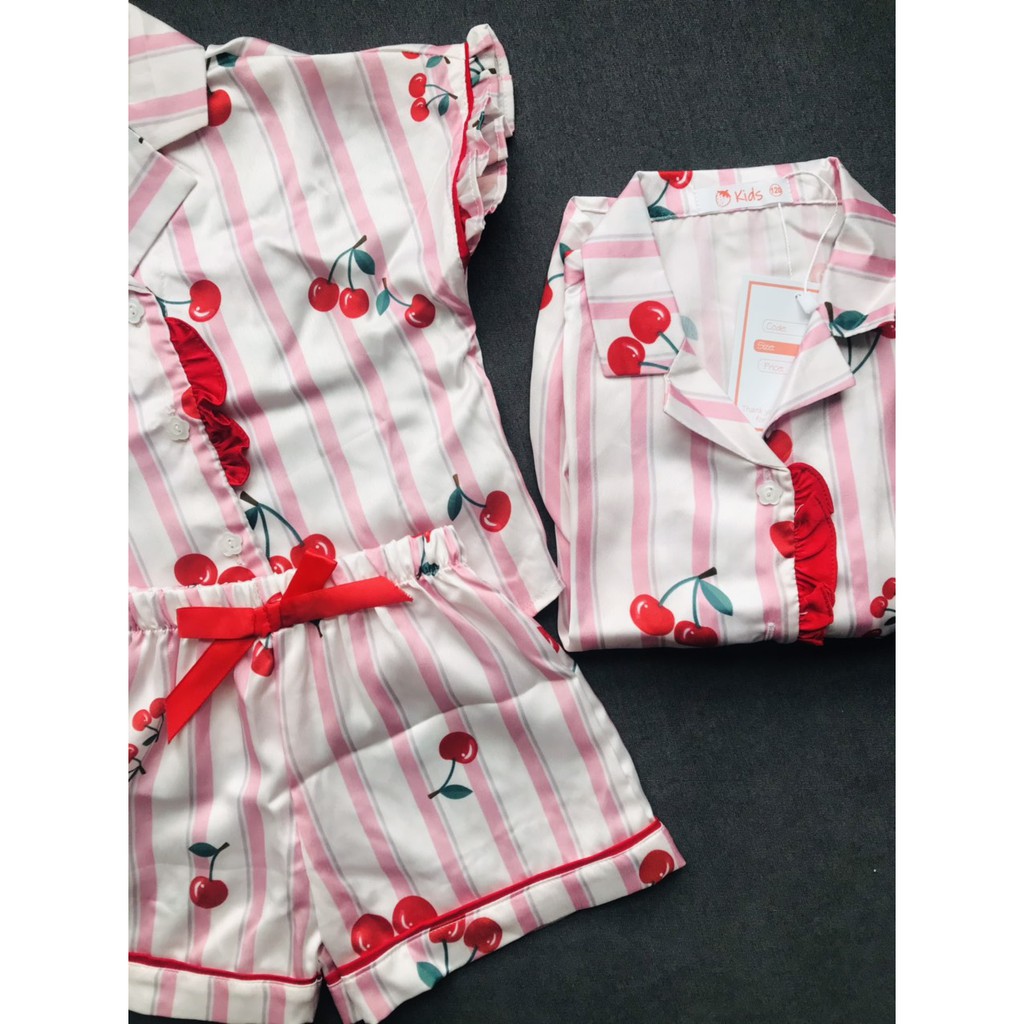 Bộ Đồ Ngủ Lụa Mềm Cho Bé Gái Pijama Cộc Tay Cho Bé Kèm Hàng Xuất Xịn Loại 1 Cho Bé Gái Size 1234Tuổi