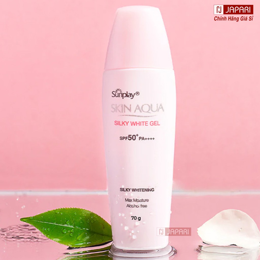 Kem Chống Nắng Sunplay SkinAqua Silky White Gel CHÍNH HÃNG Dưỡng Trắng Da Mặt Kcn Rohto Nhật Bản NẮP HỒNG Mỹ Phẩm JAPARI