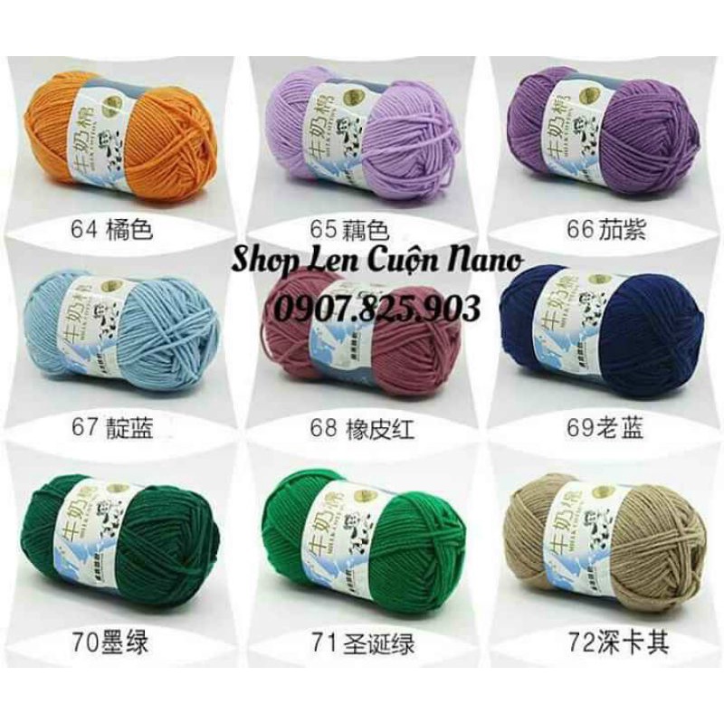 Combo  10c cuộn len  milk bò màu ngẫu nhiên
