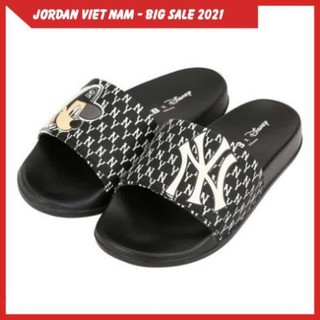 Dép Quai Ngang MLB Mickey Màu Đen Thời Trang Hàn Quốc Nam Nữ Hot Nhất Siêu Êm - Siêu Đẹp Full Size 36-43