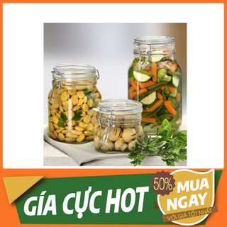 Hũ Vuông Thủy Tinh Nắp Cài Khóa 500ml / Hũ Đựng Thực Phẩm, Gia Vị