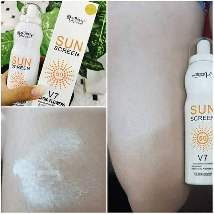 Xịt chống nắng V7 SUN screen Hàn Quốc, che khuyết điểm, kem xịt trắng da lên tone không bết dính, không trôi