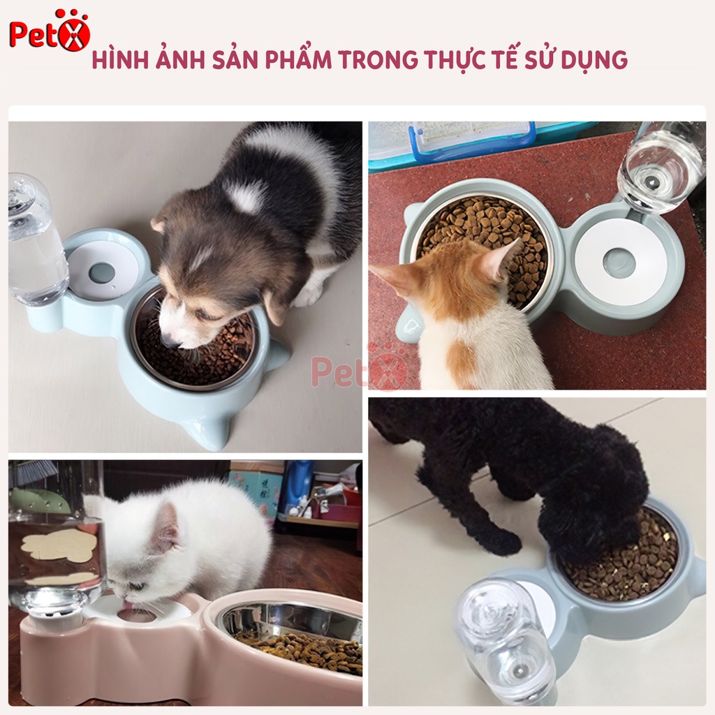 Bát Cho Chó Mèo Thú Cưng Ăn Đôi cấp nước tự động tặng kèm bình nước