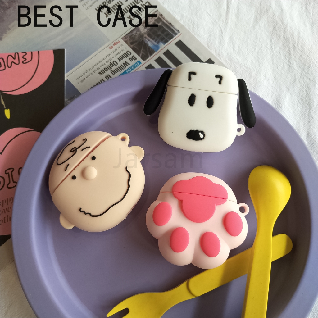 Vỏ bảo vệ hộp sạc tai nghe bằng silicon họa tiết hoạt hình 3D dễ thương thích hợp cho Airpods 2