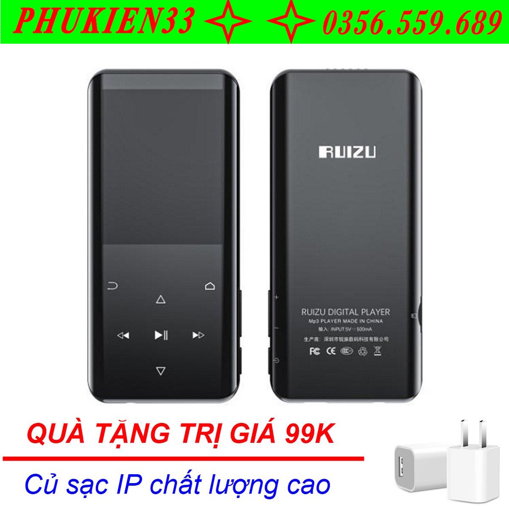 (Quà tặng 99k) Máy nghe nhạc Ruizu D25 hỗ trợ Bluetooth 5.0 bộ nhớ trong 16G màn hình cong 2.4inch