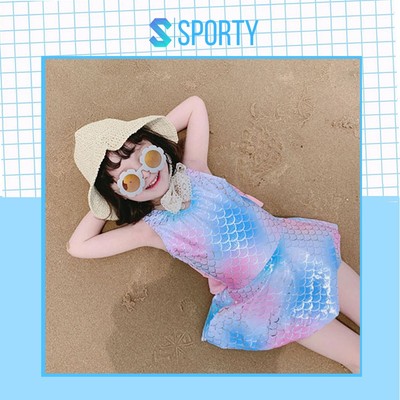 Đồ bơi trẻ em dạng váy SPORTY SW1912, áo 1 mảnh liền thân màu lấp lánh
