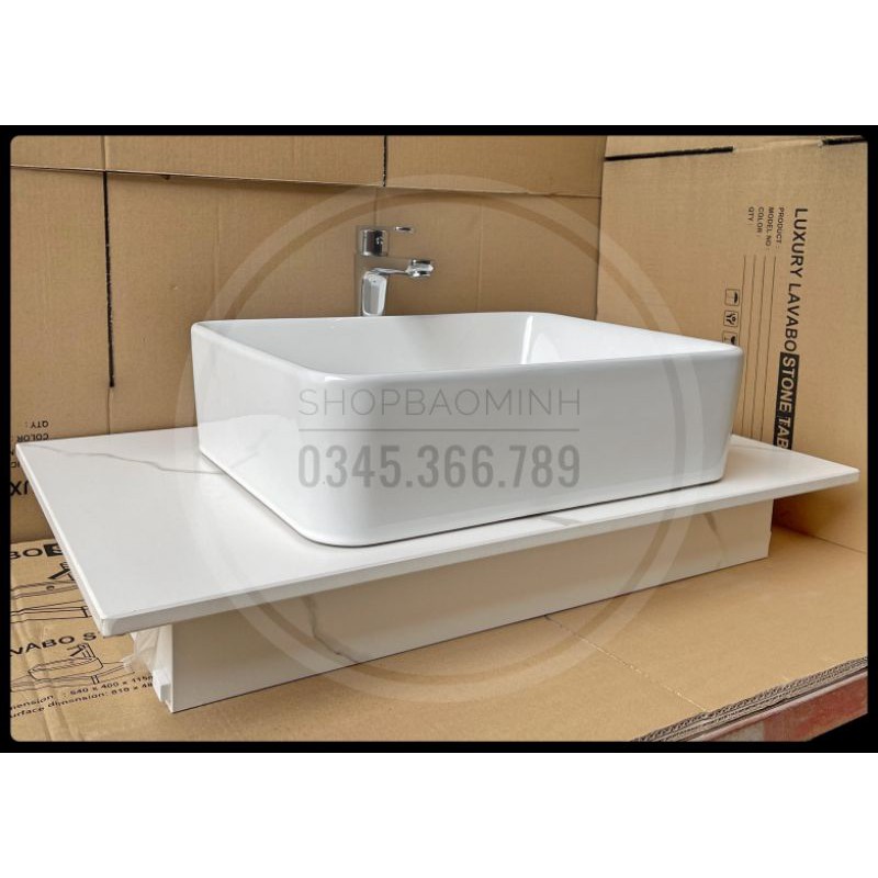 Chậu rửa mặt - Lavabo chữ nhật đặt bàn 610