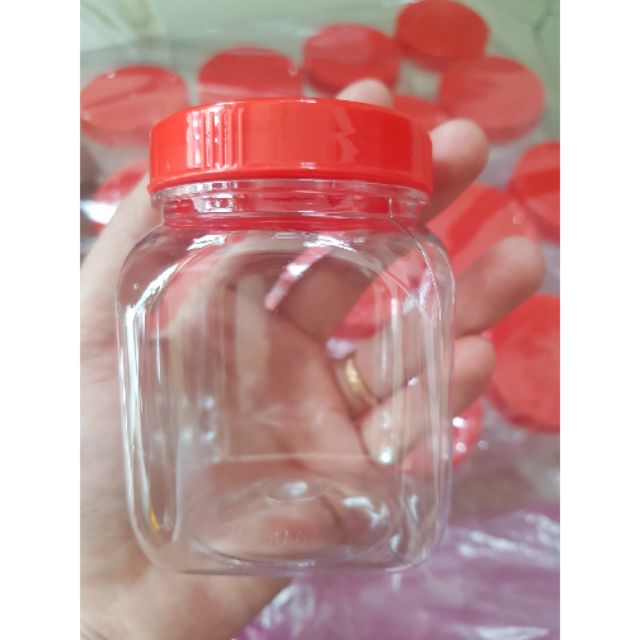 Hủ nhựa nắp đỏ 100g ngang 5cm cao 7cm