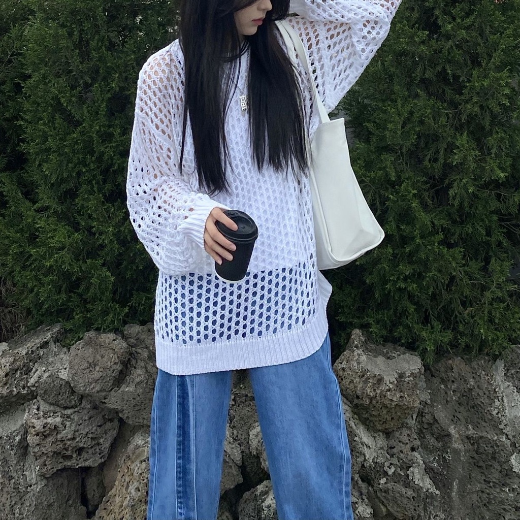 ☃Áo Dệt Kim Tay Dài Chống Nắng Thiết Kế Rỗng Phong Cách Mùa Hè Hàng Mới