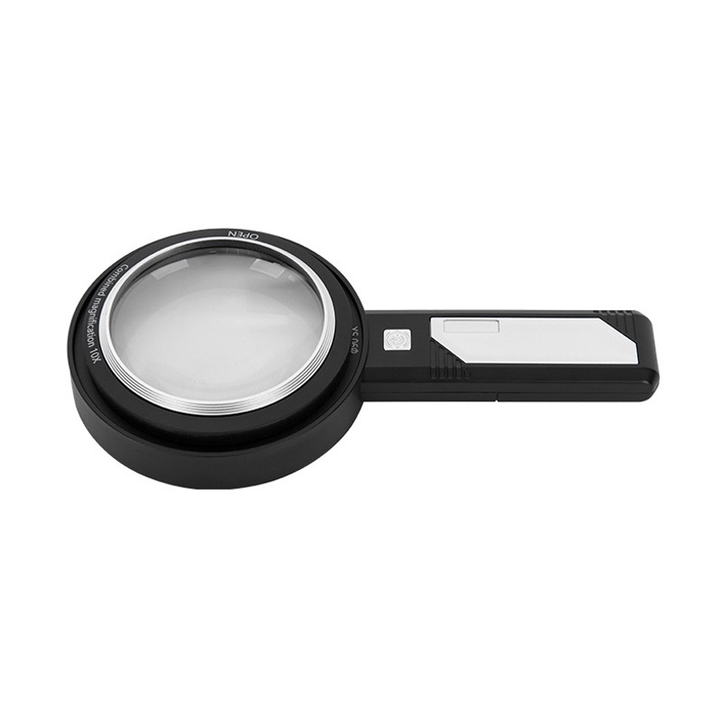 Kính lúp cầm tay đèn sạc điện phóng đại 8x-12x đọc sách báo, sửa chữa điện tử 6550