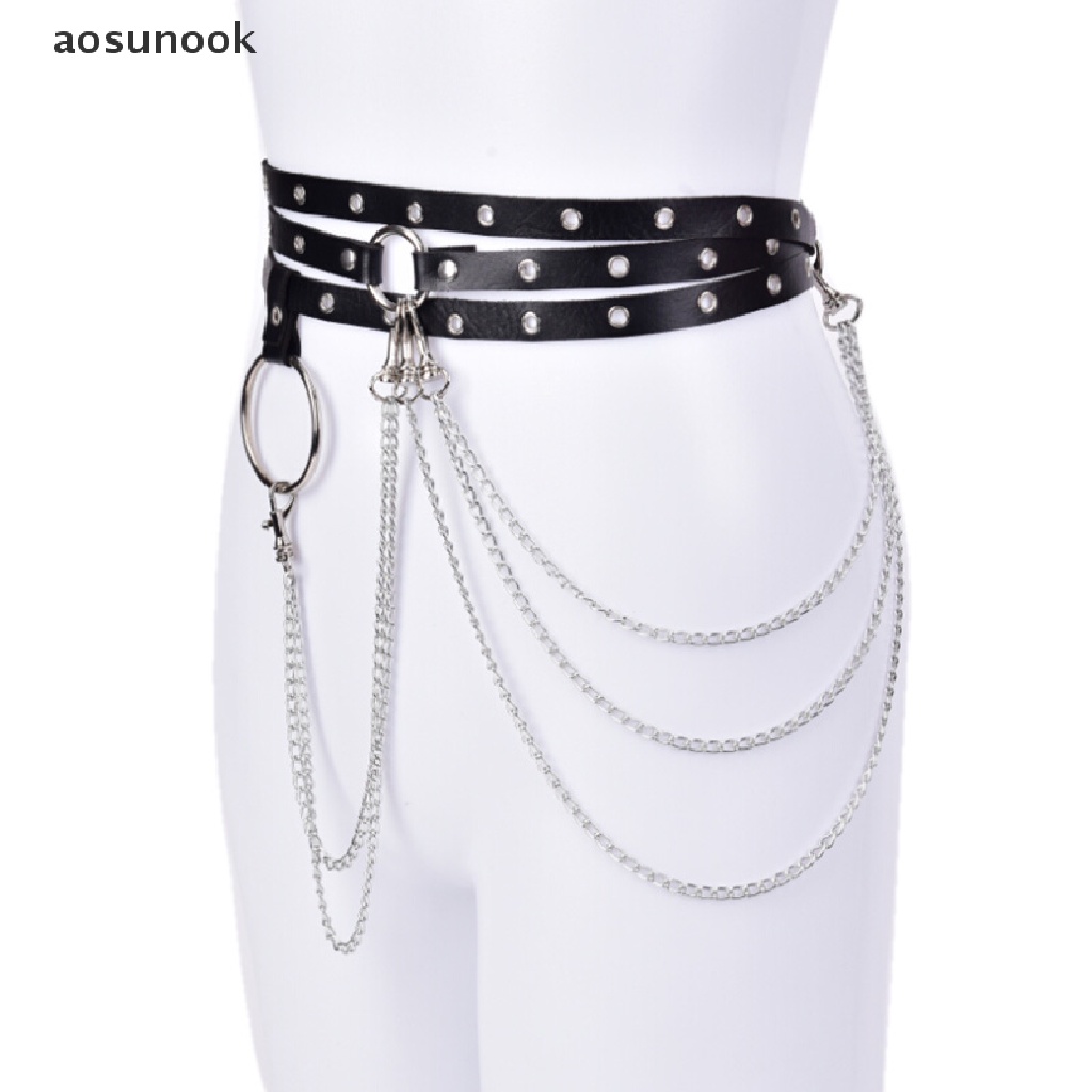 Thắt lưng nữ garter dây xích buộc eo phối da giả phong cách Punk