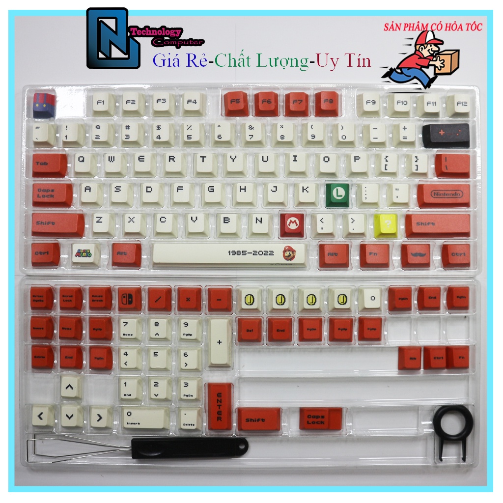 Bộ Keycap Mario PBT 122 Nút Phù Hợp Các Layout Bàn Phím Cơ 61/64/68/75/84/87/98/104 Phổ Biến Trên Thị Trường