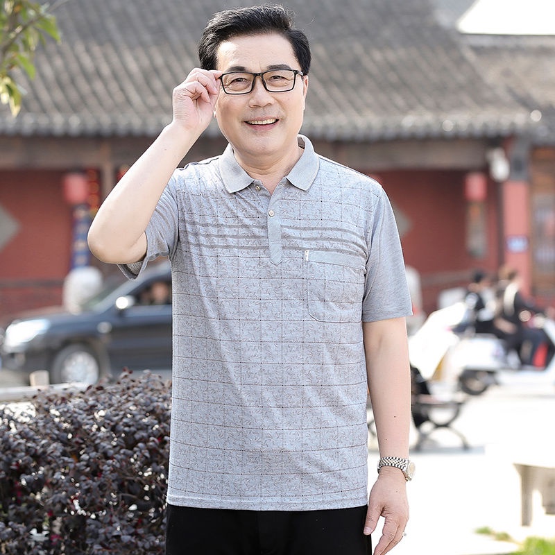 Áo Thun Tay Ngắn Dáng Rộng Cho Đàn Ông Trung Niên Và Lớn Tuổi Mùa Hè 【Chấm Pháo】 Đã Được Trang Phục Được Yêu Thích Vận Động Hàng Ngày