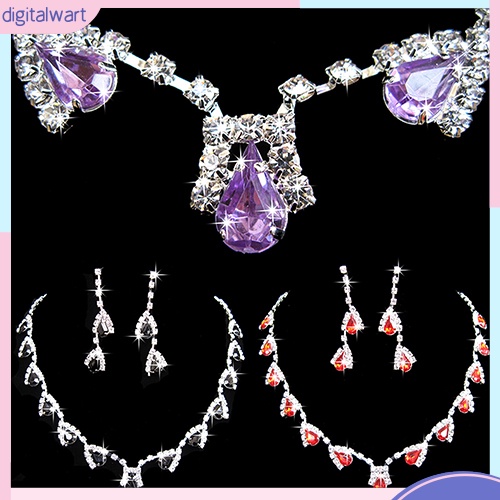 Bộ Vòng cổ + Bông Tai Đính Đá Zircon Cho Nữ