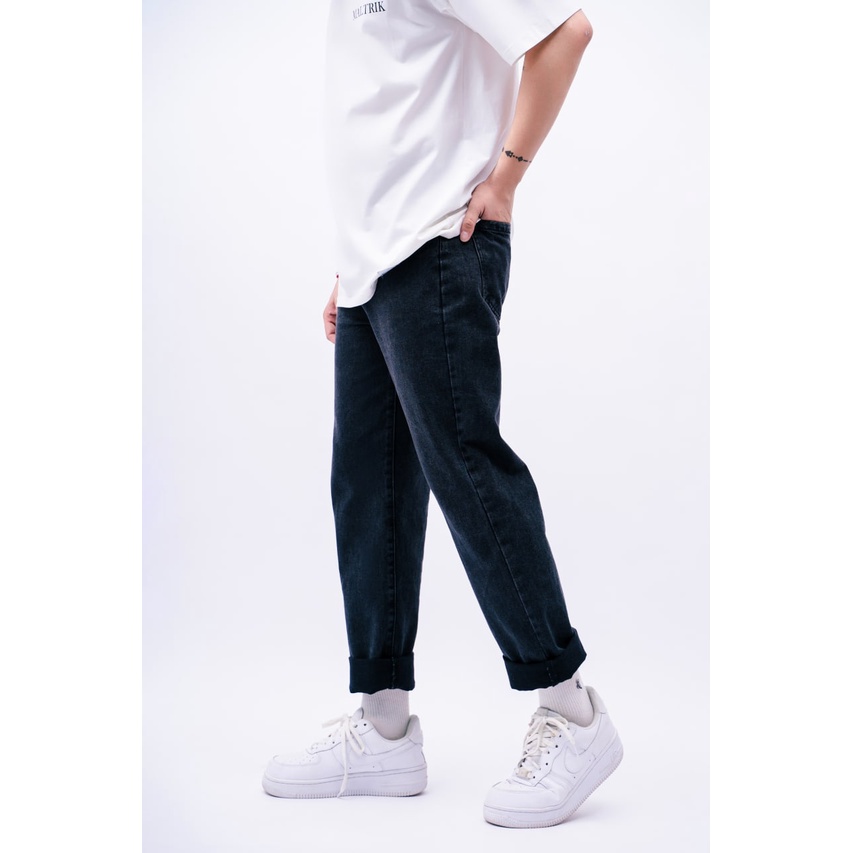 Quần jean baggy nam cạp cao màu xám MALTRIK quần bò ống côn Hàn Quốc có size lớn cho người béo 100kg