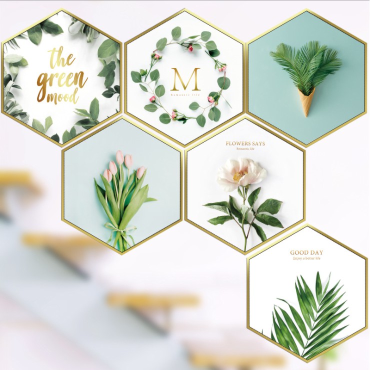Decal dán tường trang trí - COMBO 6 MIẾNG TRANH CÂY XANH CAO CẤP