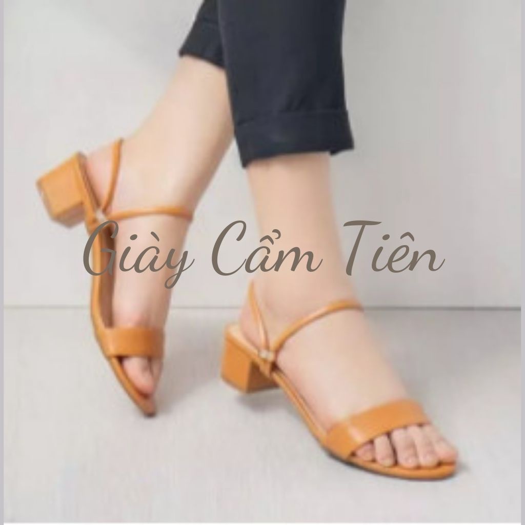 GIÀY CAO GÓT NỮ CẨM TIÊN ĐỄ VUÔNG 3 PHÂN QUAI ĐÍNH KHUYÊN XINH XẮN