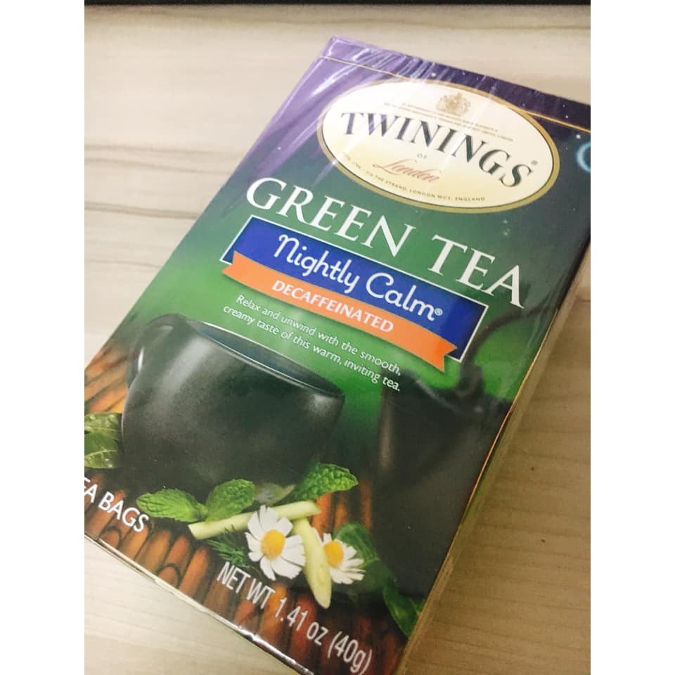 Trà xanh thảo mộc Twinings ngủ ngon date 2023 - Green tea nightly calm (hàng Mỹ nguyên seal)