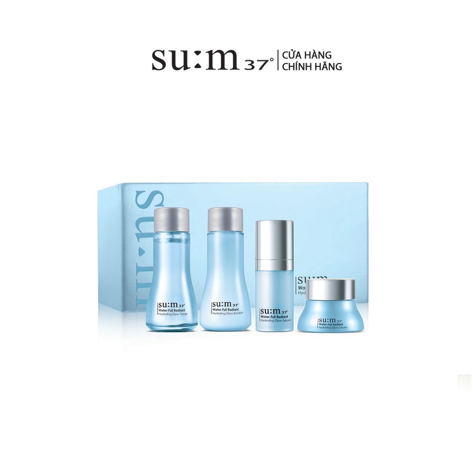 [HB Gift] Bộ dưỡng sáng da ẩm mịn 4 bước Su:m37 Water-full Radiant 4pcs Gimmick