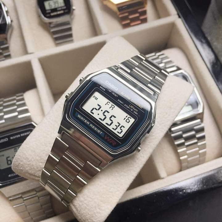 Đồng hồ nam casio A159-A158 full box hiện thị điện tử máy Nhật chống nước siêu đẹp -Hàng nhập khẩu