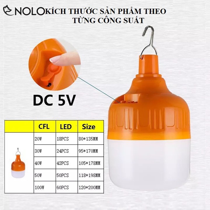 [XẢ KHO+FREE SHIP] Bộ Bóng Đèn Blub Có Móc Treo Pin Sạc Tích Điện Công Suất 60W Có 2 Chế Độ Sáng