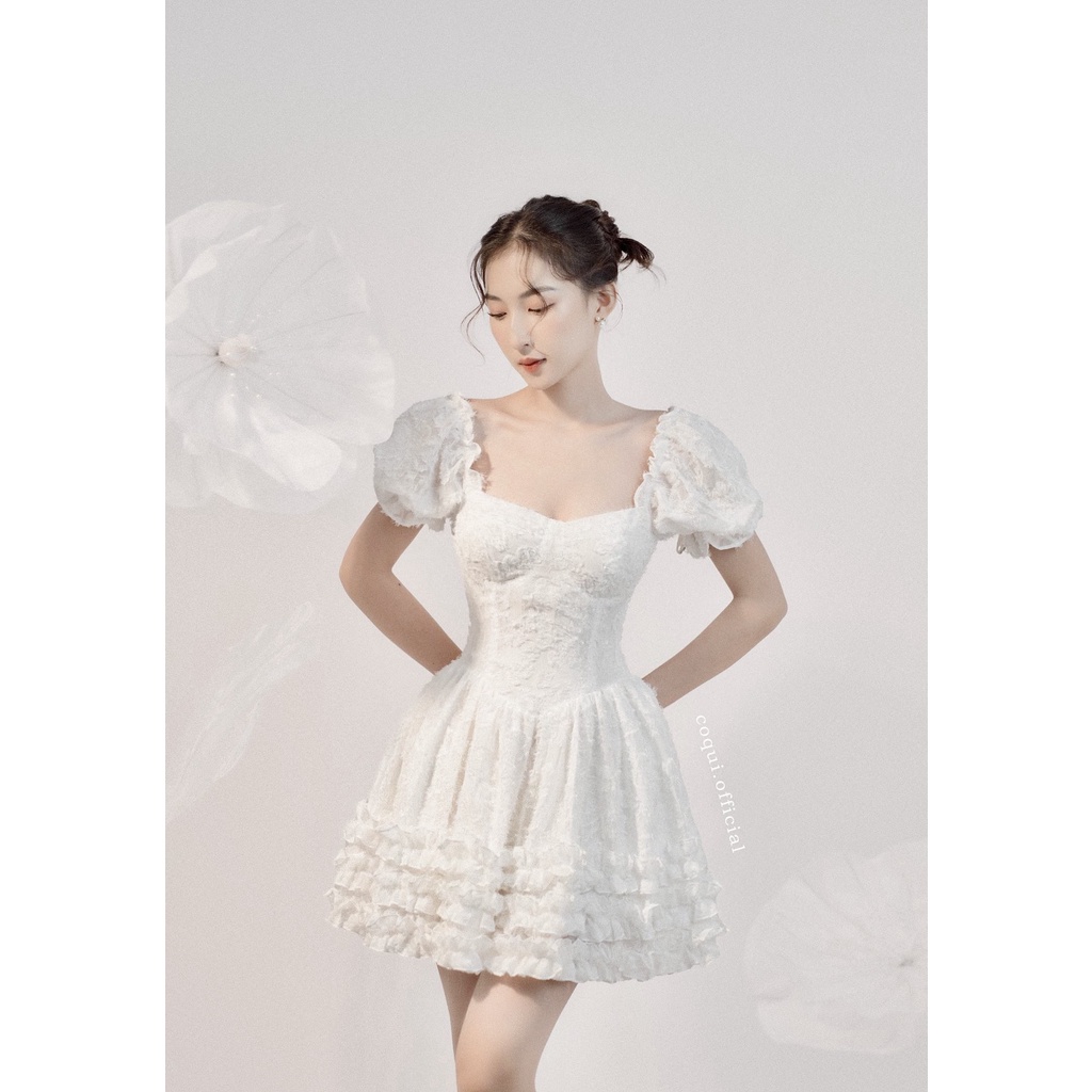 COQUI - Đầm voan hoa cúp ngực bèo tầng - Naomi Dress