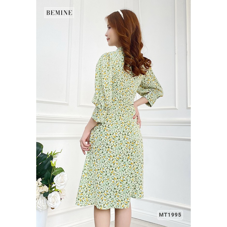 [Mã WABRWA15 giảm 15% đơn 300K] Đầm hoa tay lỡ cổ thắt nơ tùng xòe BEMINE MT1995XANHLA | BigBuy360 - bigbuy360.vn