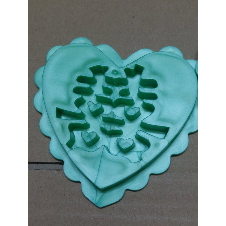 KHUÔN XÔI TIM XANH 9 CM HÌNH Song Hỷ  NGOC LAN