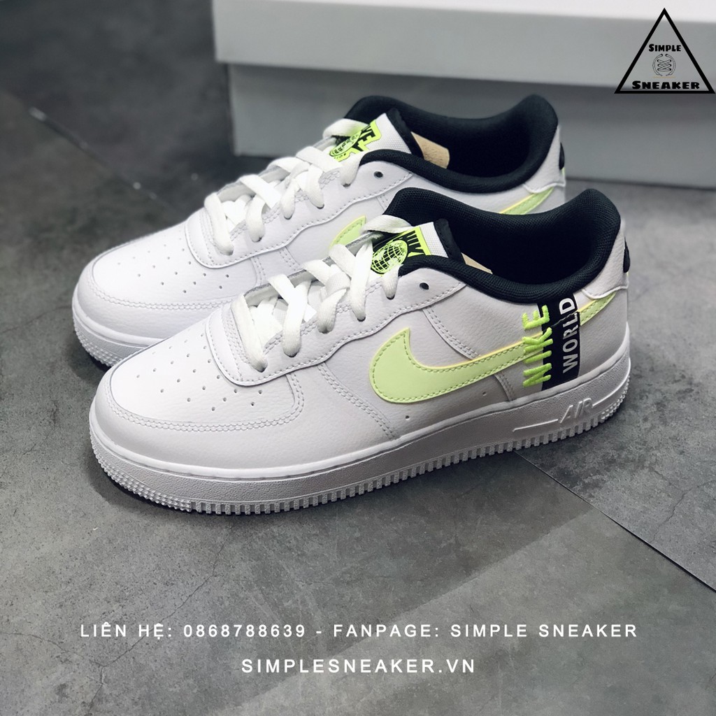 Giày Air Force 1 FREESHIP Air Force 1 Auth - Giày Nike AF1 Worldwide White Volt Chính Hãng Chuẩn Auth- Simple Sneaker
