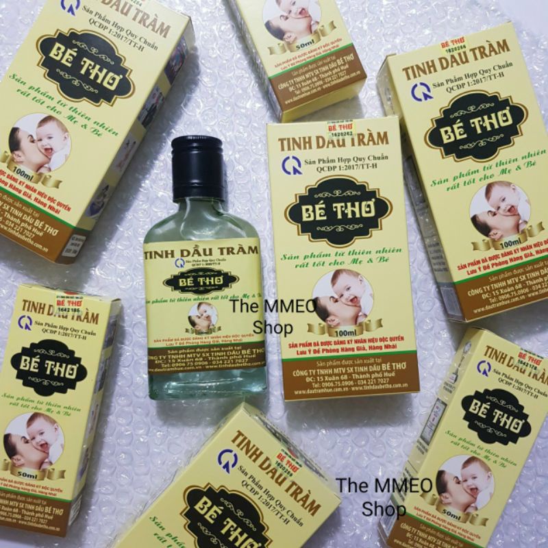 Tinh dầu tràm nguyên chất Bé Thơ Huế (Chính hãng Công ty Sản xuất Tinh dầu Bé Thơ) Chai Màu Vàng 50ml & 100ml