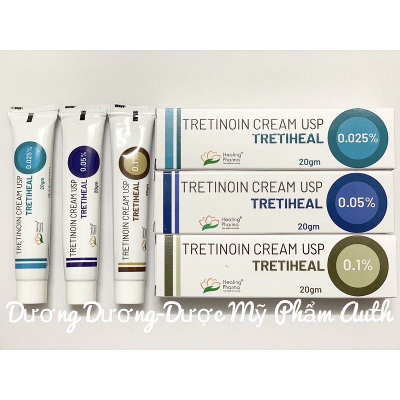 Tretinoin cream USP TRETIHEAL 20g 0.025% 0.05% 0.1% - giúp trẻ hoá da, sáng da, ngừa mụn