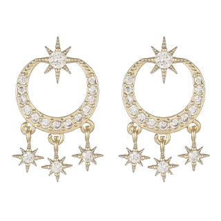 DDFI - Star & Moon Earrings Korea s925 Zircon Dream Simple Design Jewelry A1B13