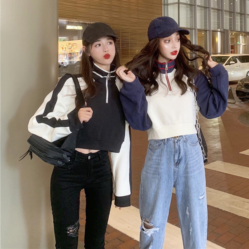 Áo khoác thu đông nữ kẻ sọc dài tay form ngắn trẻ trung phong cách Hàn Quốc tôn dáng áo khoác cardigan